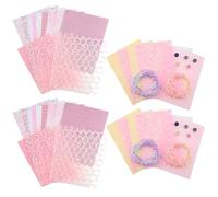 Roucerlin 44 Sheets Textured Scrapbook Paper and Mesh Fabric Assorted Set with 10 Button & Mixed Thread, 2 Size Scrapbooking Collage Paper, Special Decorative Craft Prints for Junk Journal (Pink)