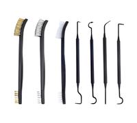 Roucerlin 7 in 1 Small Wire Brush Set, Double-Ended Brass Stainless Steel Nylon Brush & 4 Plastic Gun Cleaning Picks, Universal Gun Cleaning Kit for Slag Rust Paint Metal Removal Supplies