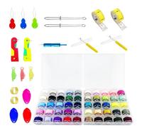Roucerlin 70 Pieces Quick Sewing Needle Threader Set, Needle Threading Tool Kit with Fish Type, Gourd, Thumb Shaped, Automatic Threader, Color Threads, Seam Rippers, Drawstring Threaders, Thimble