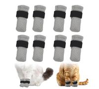 Roucerlin 8 Pieces Adjustable Cat Mittens to Prevent Scratching, Anti Scratch Cat Booties Claw Covers, Mesh Breathable Kitten Mittens Paw Shoes Socks for Bathing Feeding Nail Trimming (Gray)