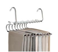 Roucerlin 9 Layer Non-Slip Pants Hangers Space Saving with 2 Hanging Modes, Multifunctional Trouser Jean Hangers Organizer Space Saver, Sturdy Metal Pants Rack for Closet Organization Clothes Skirts