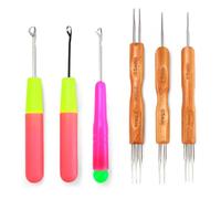 Roucerlin Crochet Hook for Hair Set, Different Sizes Latch Hook, Interlocking Tool & 0.75 mm Crochet Hair Needle, Home Dreadlocks Tool Accessories for Dreads Braid Craft Weaving (6 Pieces)