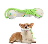 Roucerlin E-TPU Floating Dog Fetching Toys with Nylon Rope, Interactive Medium & Large Dog Water Pool Toys, Bumper Shape Puppy Retrieving Dummy for Training Exercise Fun (Green and White)
