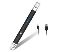 Rouclo Arc Lighter, Candle Lighter, Windproof, Flameless, Rechargeable USB with LED Light for Candle Lighting, Camping Grill (Black)