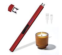 Rouclo Electric Arc Lighter, USB Rechargeable, Windproof, Modern Design, Red