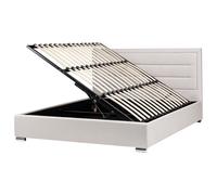 Ottoman Bed ROUEN Fabric Light Beige 180 x 200 cm (EU Super King)