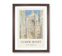 Rouen Cathedral Vol.2 By Claude Monet Exhibition Museum Painting Framed Print | A2 Walnut Framed Wall Art | Ready to Hang | Modern Cityscape Picture | Living Room Bedroom Lounge Office