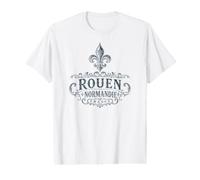 Rouen Normandy France Ornate Fleur-De-Lis Navy Print Value Graphic T-Shirt