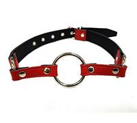 Rouge Garments Adult Leather O-Ring Gag, Red