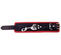Rouge Garments Black & Red plain leather wrist cuffs with colour piping