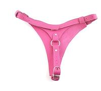 Rouge Luxury Bondage Manufacturer Leather Female Dildo Harness, Pink, Free Size