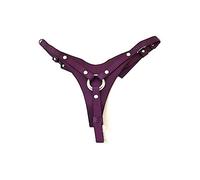 Rouge Luxury Bondage Manufacturer Leather Female Dildo Harness, Purple, Free Size