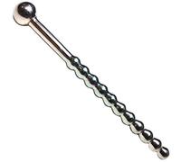 Rouge Stainless Steel Beaded Urethral Sound with Stopper 4 Inch