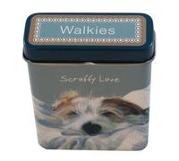 Rough-Coat Jack Russell Dog Treat Tin, Pocket Size 7cm x 2cm x 9cm, Hinged Lid