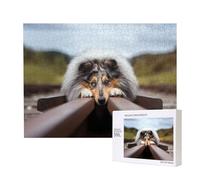 Rough Collie Bokeh Railway Dogs Pets Rough,500 Pieces Wooden Jigsaw Family Game Jigsaw Puzzles for Adults Teens Home Decor