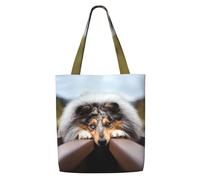 Rough Collie Bokeh Railway Dogs Pets Rough,Reusable Grocery Bags Shopping Tote Bags Large Capacity Canvas Shoulder bag