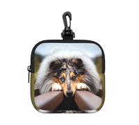 Rough Collie Bokeh Railway Dogs Pets Rough, Square Zipper Storage Bag, Neoprene Coin Purse, Small Wallets, Change Pouch, Change Purse