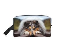 Rough Collie Bokeh Railway Dogs Pets RoughLarge Capacity Cosmetic Organizer,Travel Makeup Bag for Women