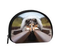 Rough Collie Bokeh Railway Dogs Pets RoughSmall Makeup Sanitary Napkin Storage Bag,Women's Cosmetic Coin Purse