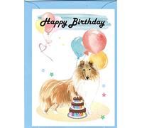 Rough Collie Dog Birthday Card Balloons