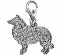 Rough Collie dog clear crystal clip on charm