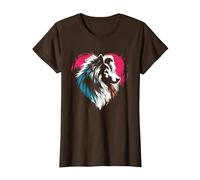 Rough Collie Heart - Vintage Collie Herding Dog Lover T-Shirt, Women, Brown, Medium