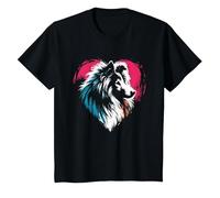 Rough Collie Heart - Vintage Collie Herding Dog Lover T-Shirt, Youth, Black, Medium