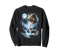 Rough Collie Howling to the Moon Retro 90's Dog Sweatshirt