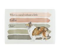 Rough Collie Large Rectangular Glass Worktop Protector - Dogs Themed Gifts - Smooth Board Kitchen Chopping/Cutting Board Worktop Saver with Non-Slip Feet 39cm x 28.5cm (15" x 11")