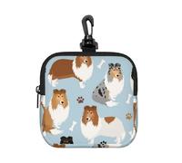 Rough Collie Paws and Bones, Square Zipper Storage Bag, Neoprene Coin Purse, Small Wallets, Change Pouch, Change Purse