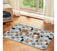 Rough Collie Paws And Bones,Waterproof Pet Feeding Mat,Cat Dog Placemats for Food and Water, PU Leather Food Mats,40x60cm