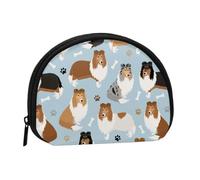 Rough Collie Paws and Bones, Women's Storage Bag Shell Makeup Bag Small Coin Purse Shell Change Pouch
