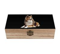 Rough Collie Printed Keepsake Box with Hinged Lid Wooden Decorative Storage Memory Boxes for Letters Jewelry