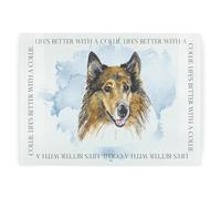 Rough Collie Rectangular Glass Worktop Protector - Life's Better with a Dog Gift - Large Textured Kitchen Cutting Board Worktop Saver with Non-Slip Feet 39cm x 28.5cm (15" x 11")