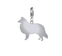 Rough Collie Silhouette Silver Charm
