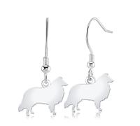 Rough Collie Silhouette Silver Earrings
