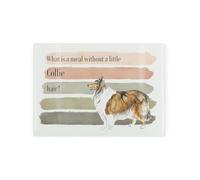 Rough Collie Small Glass Worktop Saver - Dogs Themed Humourous Gifts - Smooth Kitchen Chopping/Cutting Board Worktop Protector with Non-Slip Feet 28.5cm x 20cm (11" x 8")