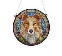 Rough Collie Stained Glass Effect Suncatcher Gift for Dog Lovers - 19cm