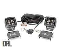 Rough Country 2" Black Series Amber DRL Square CREE Cube LED Pair - 70903BLKDRLA