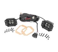 Rough Country 2" Square Flush Mount CREE LED Lights Amber DRL (Pair) 70803BLKDRLA