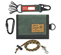 Rough Enough Boys Wallet for Teen Boys Kids Men RFID Blocking Wallet with Keychain Neck Lanyard Tactical Army Green Waxed Canvas