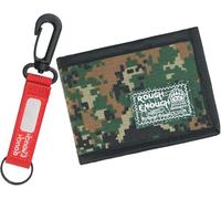 Rough Enough Camo Slim Minimalist Kids Wallet for Boys Mens Front Pocket Keychain Wallet Coin Purse Credit Card Holder with Zipper Pocket Insert Key Tag Ring in Military Army Design Unique Gifts
