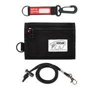 Rough Enough Kids Wallet for Boys Teens with Neck lanyard Keychain Present Packaging Weather Resistant Black Cordura