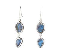 Rough Labradorite Crystal Earrings 925 Sterling Silver Natural Gemstone Earrings Handmade Dangle Drop Jewelry