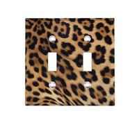 Rough Leopard Print 2-Gang Light Switch Cover Unbreakable Metal Double Toggle Switch Plate Covers Decorative Wall Plates for Kitchen Bedroom Bathroom Decor
