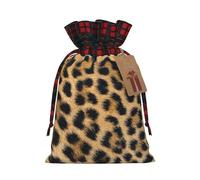 (Rough Leopard Print) Christmas Drawstring Gift Bags Fabric Gift Bags Goodie Bags For Xmas Party Wedding Party Birthday Diy M