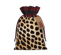 Rough Leopard Print Color Blocked Linen Drawstring Gift Bag, Reusable Gift Bag