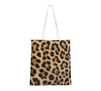 Rough Leopard Print Fashion Canvas Tote Bag With All Over Print Design, Large Reusable Shopper Tote With Double Handles,Beach Tote, Weekend Bag