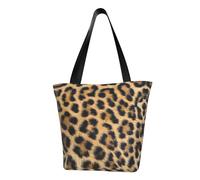 Rough Leopard Print Fashion Canvas Tote Bag With All Over Print Design,Large Reusable Shopper Tote With Double Handles,Beach Tote, Weekend Bag