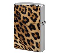 Rough Leopard Print Metal Lighter Case Windproof Vintage Lighters Holder Reusable Cool Cigarette Lighter Cover for Men Personalized Pocket Flip Lighters Sleeve Double Sided Portable Protective Sleeve